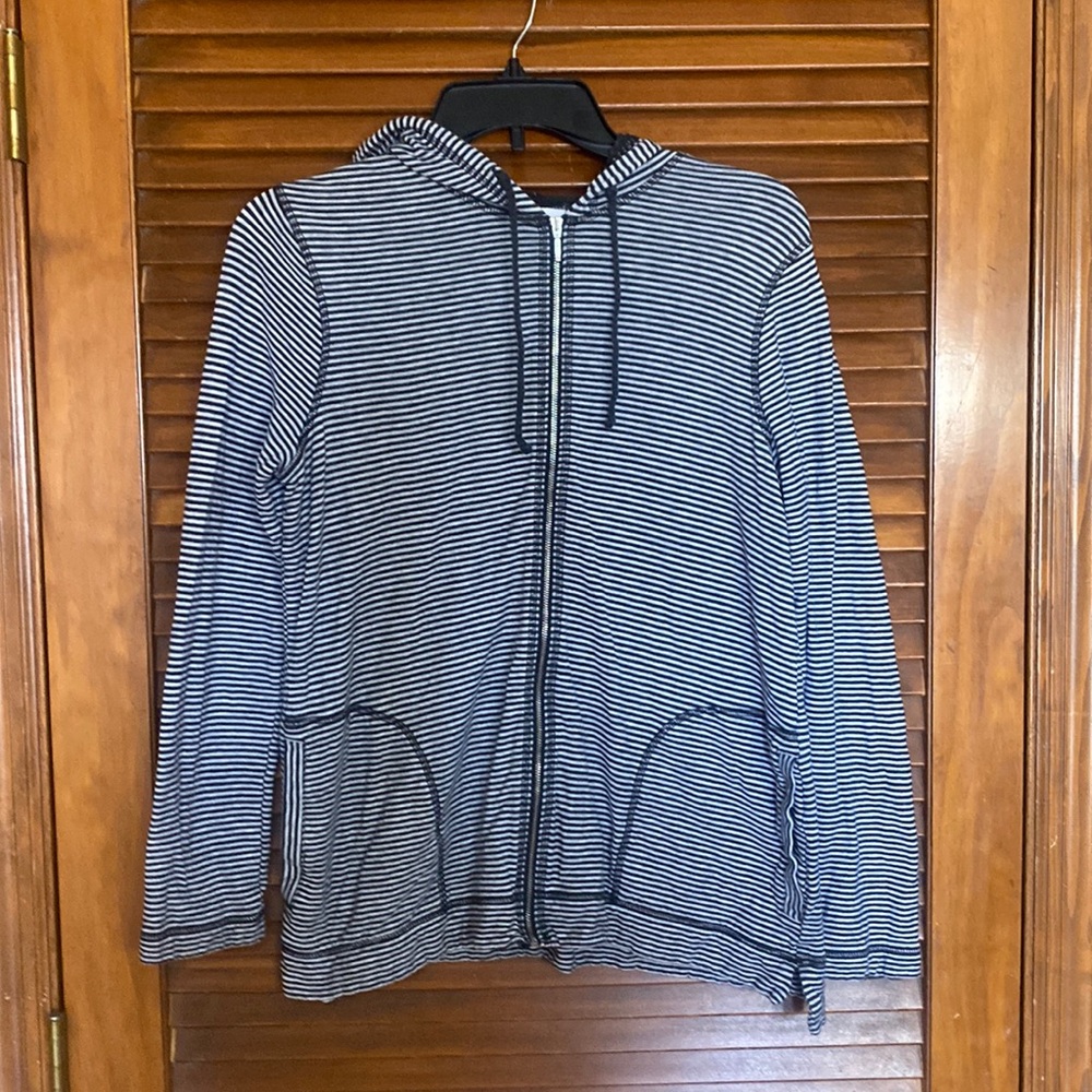 J Jill Striped Zip Up Hoodie
